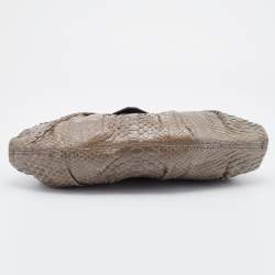 Zagliani Grey Python Leather Envelope Flap Shoulder Bag