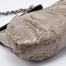 Zagliani Grey Python Leather Envelope Flap Shoulder Bag
