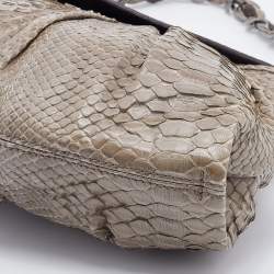 Zagliani Grey Python Leather Envelope Flap Shoulder Bag