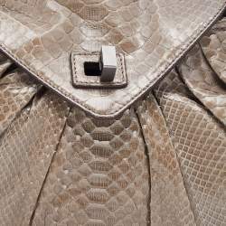 Zagliani Grey Python Leather Envelope Flap Shoulder Bag