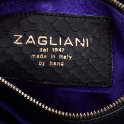 Zagliani Black Python Satchel