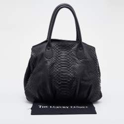 Zagliani Black Python Satchel