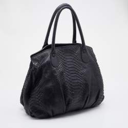 Zagliani Black Python Satchel