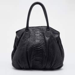 Zagliani Black Python Satchel