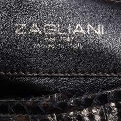 Zagliani Silver Python Flap Hobo