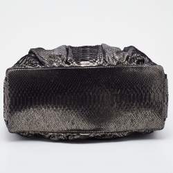 Zagliani Silver Python Flap Hobo