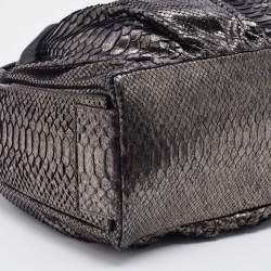 Zagliani Silver Python Flap Hobo