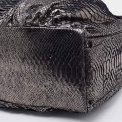 Zagliani Silver Python Flap Hobo