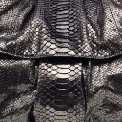Zagliani Silver Python Flap Hobo