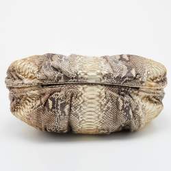 Pre Owned Zagliani Cream/Brown Python Leather Puffy Satchel