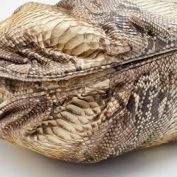 Pre Owned Zagliani Cream/Brown Python Leather Puffy Satchel