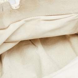 Pre Owned Zagliani Cream/Brown Python Leather Puffy Satchel