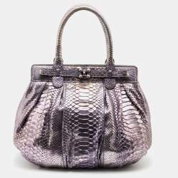 Zagliani Metallic Python Puffy Hobo