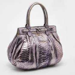 Zagliani Metallic Python Puffy Hobo