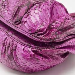 Zagliani Magenta Python Medium Puffy Hobo