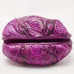 Zagliani Magenta Python Medium Puffy Hobo