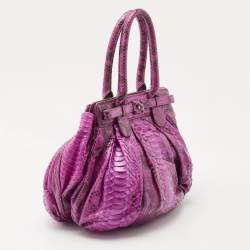 Zagliani Magenta Python Medium Puffy Hobo