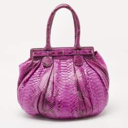Zagliani Magenta Python Medium Puffy Hobo