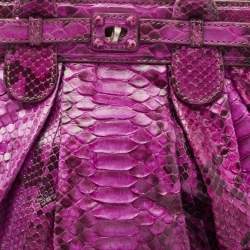 Zagliani Magenta Python Medium Puffy Hobo