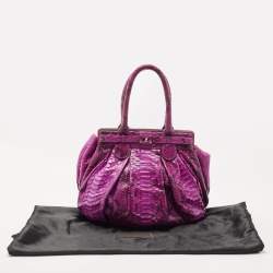 Zagliani Magenta Python Medium Puffy Hobo