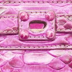 Zagliani Magenta Python Medium Puffy Hobo