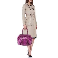Zagliani Magenta Python Medium Puffy Hobo