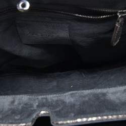 Zagliani Metallic Silver Python Puffy Hobo