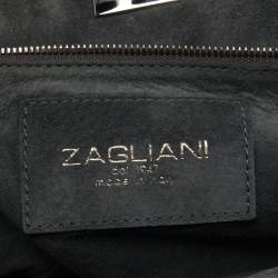 Zagliani Metallic Silver Python Puffy Hobo