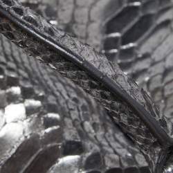 Zagliani Metallic Silver Python Puffy Hobo