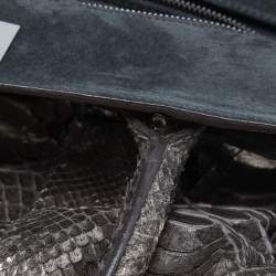 Zagliani Metallic Silver Python Puffy Hobo