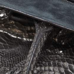 Zagliani Metallic Silver Python Puffy Hobo