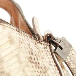 Zagliani Cream/Black Watersnake Leather Cut Out Handle Hobo
