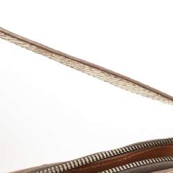 Zagliani Cream/Black Watersnake Leather Cut Out Handle Hobo