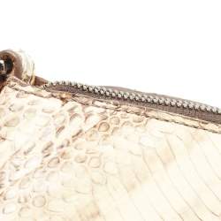 Zagliani Cream/Black Watersnake Leather Cut Out Handle Hobo