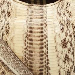 Zagliani Cream/Black Watersnake Leather Cut Out Handle Hobo