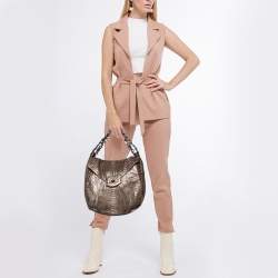 Zagliani Metallic Beige Python JJ Hobo