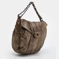 Zagliani Metallic Beige Python JJ Hobo
