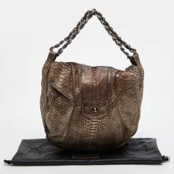Zagliani Metallic Beige Python JJ Hobo