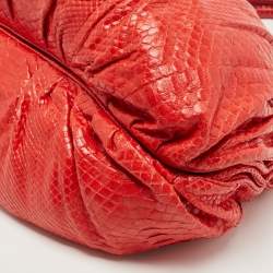 Zagliani Red Python Puffy Hobo