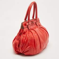 Zagliani Red Python Puffy Hobo