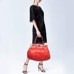 Zagliani Red Python Puffy Hobo