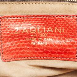Zagliani Red Python Puffy Hobo