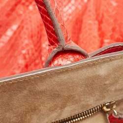 Zagliani Red Python Puffy Hobo