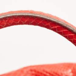 Zagliani Red Python Puffy Hobo