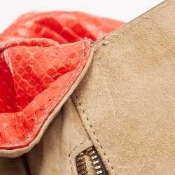 Zagliani Red Python Puffy Hobo