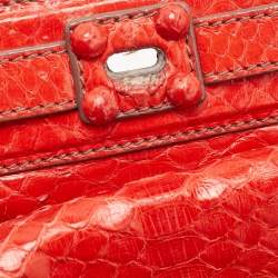 Zagliani Red Python Puffy Hobo