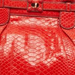 Zagliani Red Python Puffy Hobo