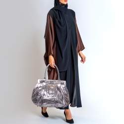 Pre Owned Zagliani Metallic Lilac Python Puffy Hobo