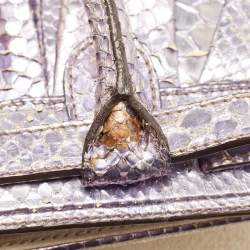 Pre Owned Zagliani Metallic Lilac Python Puffy Hobo