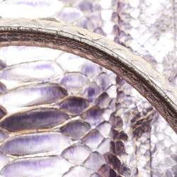 Pre Owned Zagliani Metallic Lilac Python Puffy Hobo